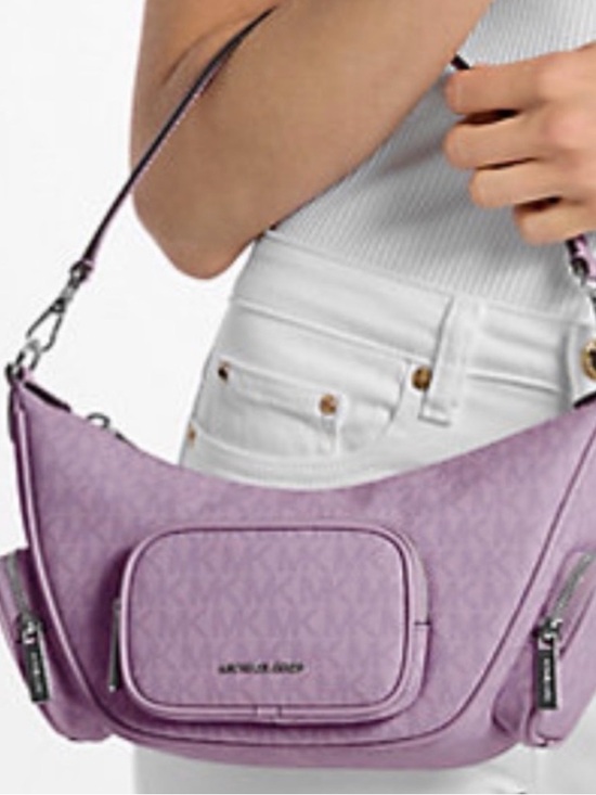 Michael Kors Handbags - Michael Kors Merritt Lavender Logo Bag with Front Pocket
